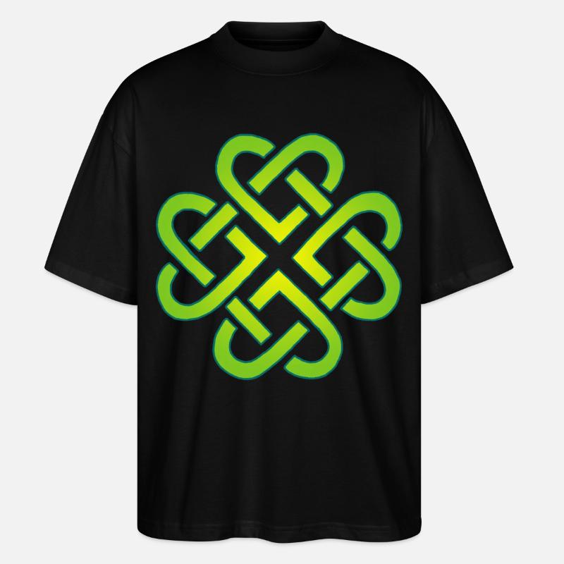 Trèfle à quatre feuilles et coeurs - T-shirt bio Blaster 2.0 coupe oversize Stanley/Stella Unisexe - noir