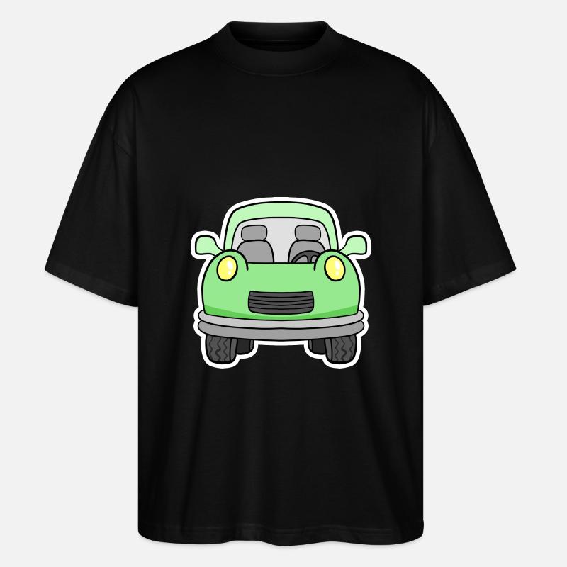 Cheerful green wagon front view - Stanley/Stella Oversized Unisex Organic T-shirt Blaster 2.0 - black