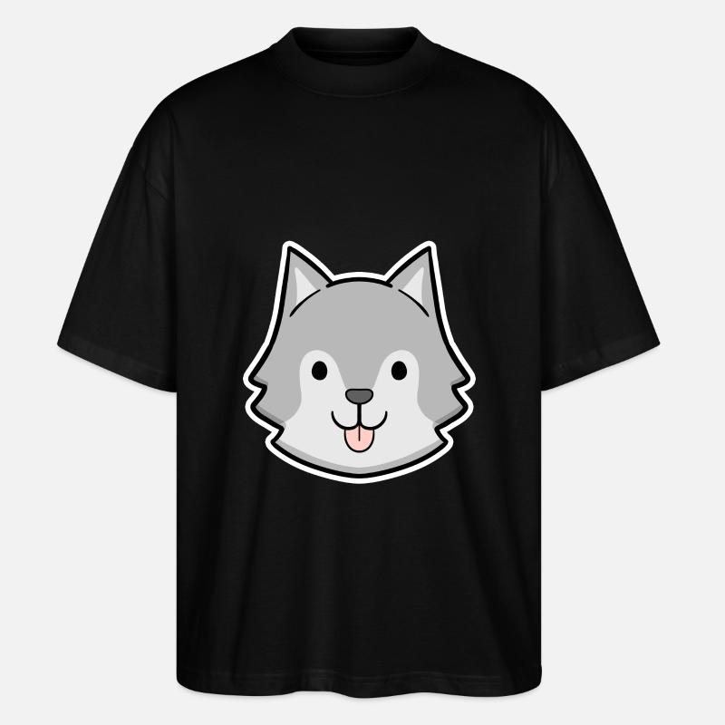 Fröhlicher Husky Kopf Sticker - Stanley/Stella Oversized Unisex Bio T-Shirt Blaster 2.0 - Schwarz