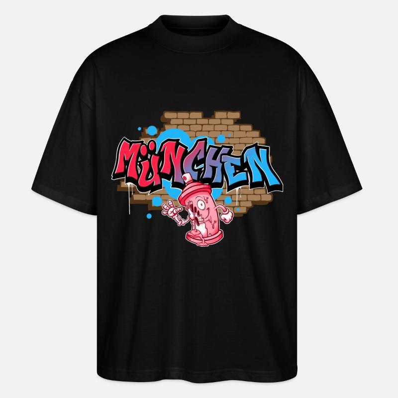 München Graffiti - Stanley/Stella Oversized Unisex Bio T-Shirt Blaster 2.0 - Schwarz