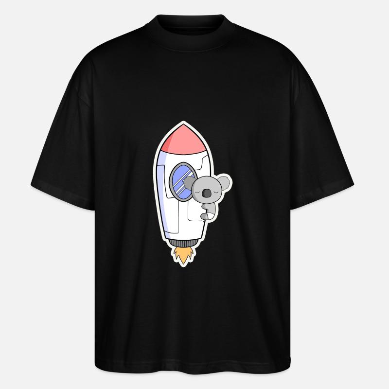 Fusée Koala en orbite - T-shirt bio Blaster 2.0 coupe oversize Stanley/Stella Unisexe - noir