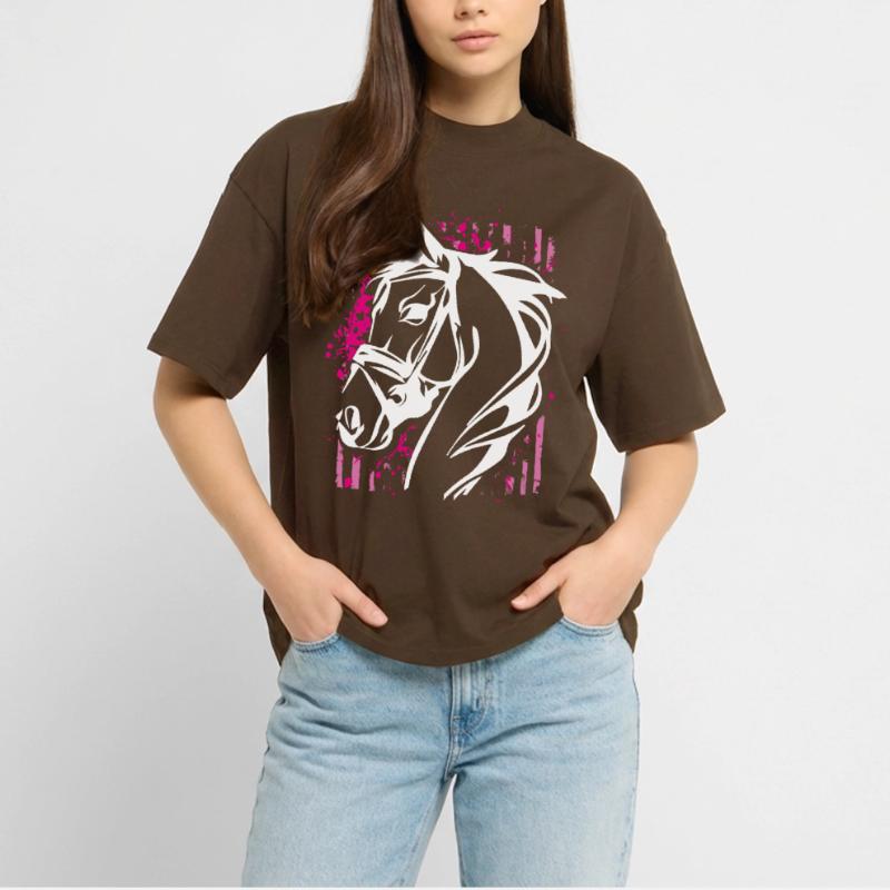 Cheval de style graffiti avec éclaboussure de couleur rose T-shirt bio Blaster 2.0 coupe oversize Stanley/Stella Unisexe