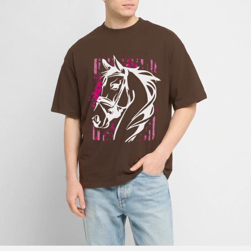 Cheval de style graffiti avec éclaboussure de couleur rose T-shirt bio Blaster 2.0 coupe oversize Stanley/Stella Unisexe