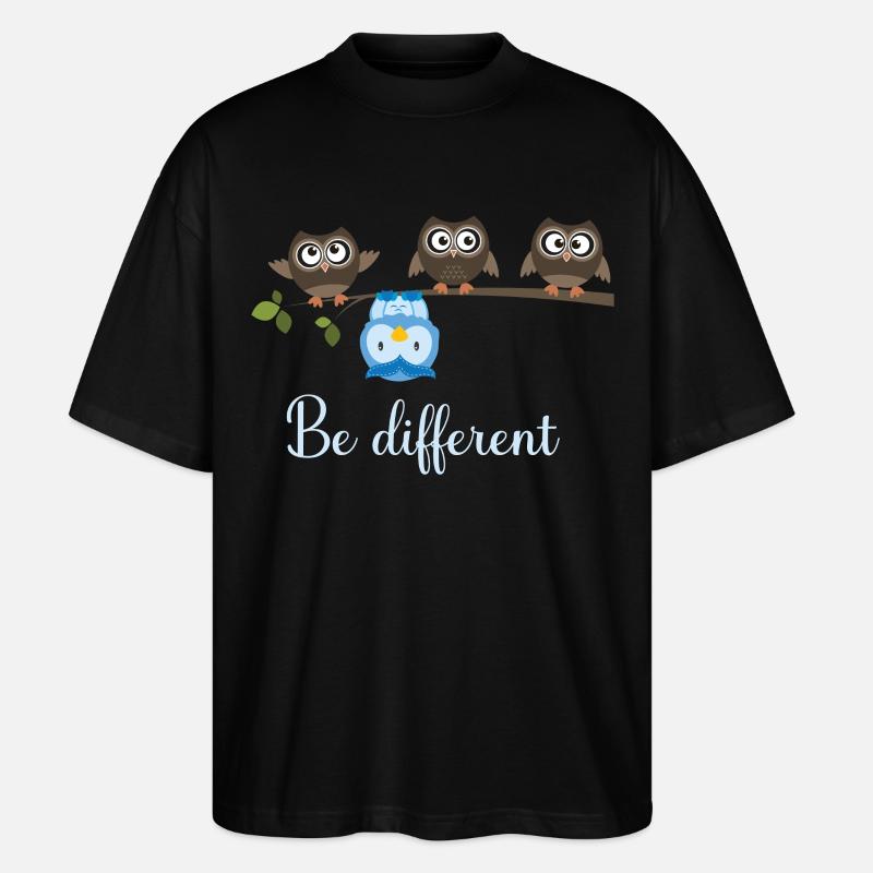 Be Different Eule - Stanley/Stella Oversized Unisex Bio T-Shirt Blaster 2.0 - Schwarz