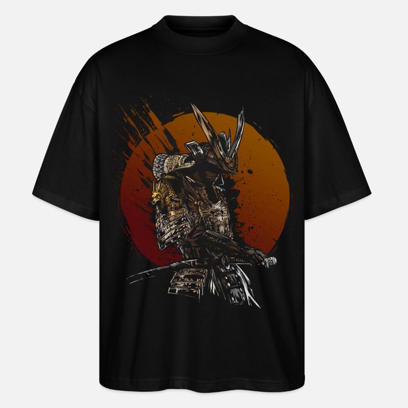 Samurai-Krieger, aufgehende Sonne, Katana-Kunst - Stanley/Stella Oversized Unisex Bio T-Shirt Blaster 2.0 - Schwarz