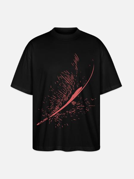 Abstract Feather / Line / Pink / Pattern / Nature - Stanley/Stella Oversized Unisex Organic T-shirt Blaster 2.0 - black