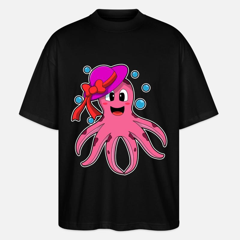 Pieuvre avec chapeau - T-shirt bio Blaster 2.0 coupe oversize Stanley/Stella Unisexe - noir