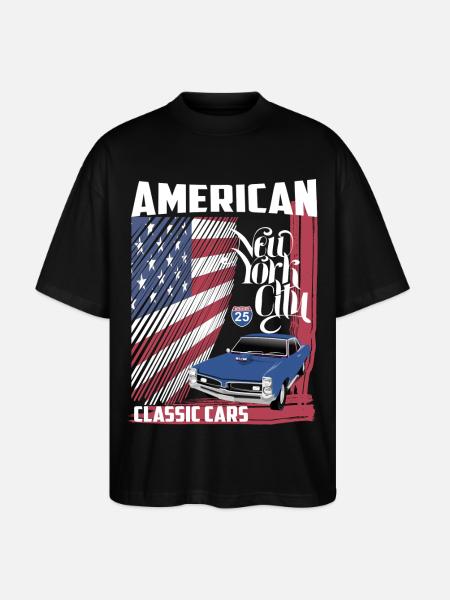 Amerikanske klassiske biler - Stanley/Stella Oversize Unisex Øko T-shirt Blaster 2.0 - sort