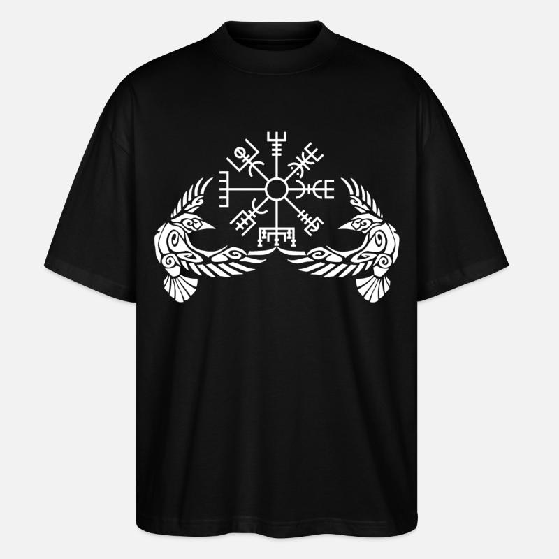 Weiße Krähen und Wikingerkompass - Stanley/Stella Oversized Unisex Bio T-Shirt Blaster 2.0 - Schwarz