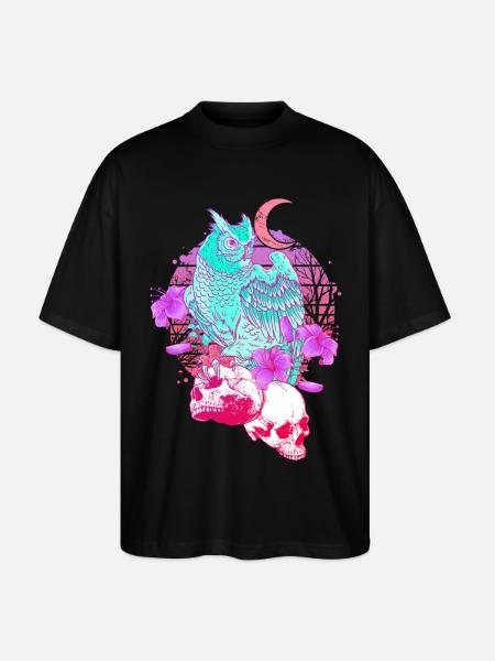 Pastel Goth Skull Owl Aesthetic Clothes Moon - Stanley/Stella Oversized Unisex Organic T-shirt Blaster 2.0 - black