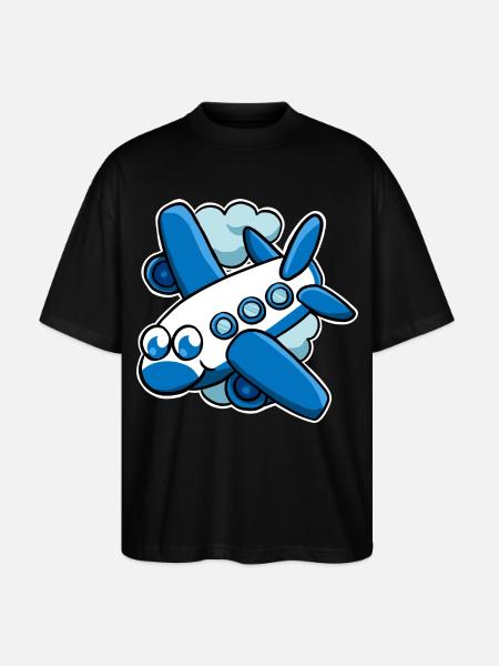 airplane - Stanley/Stella Oversized Unisex Organic T-shirt Blaster 2.0 - black