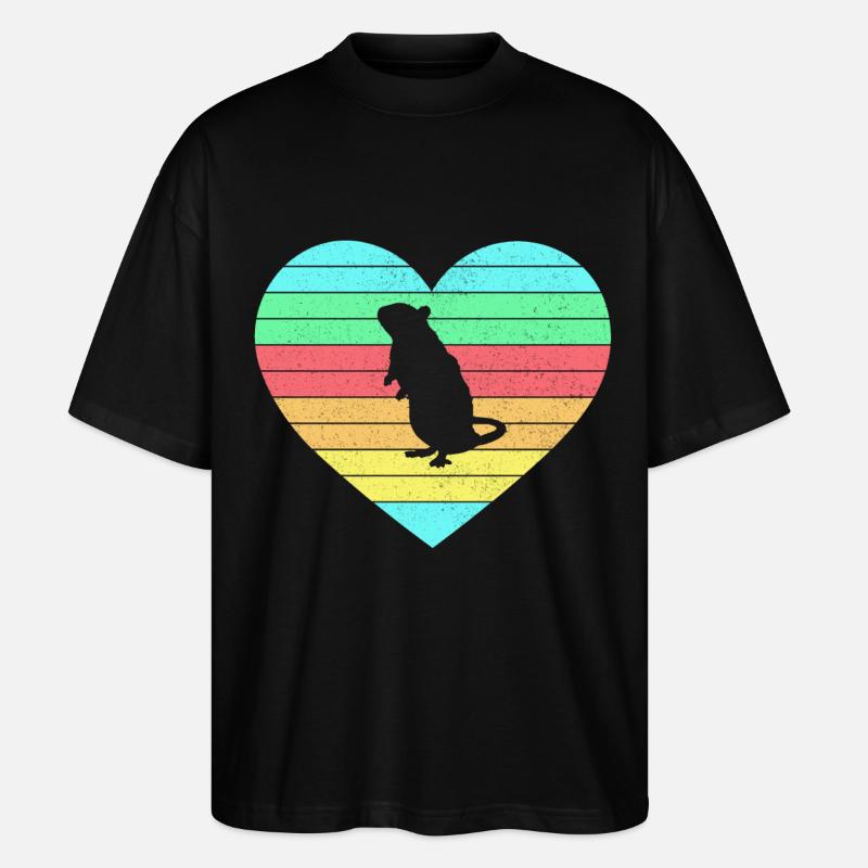 Mouse heart design with rainbow / gift - Stanley/Stella Oversized Unisex Organic T-shirt Blaster 2.0 - black