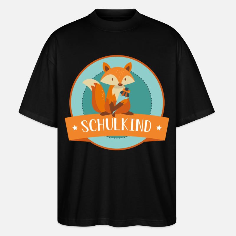 Schulkind - schlauer Fuchs - Schulbeginn - Stanley/Stella Oversized Unisex Bio T-Shirt Blaster 2.0 - Schwarz