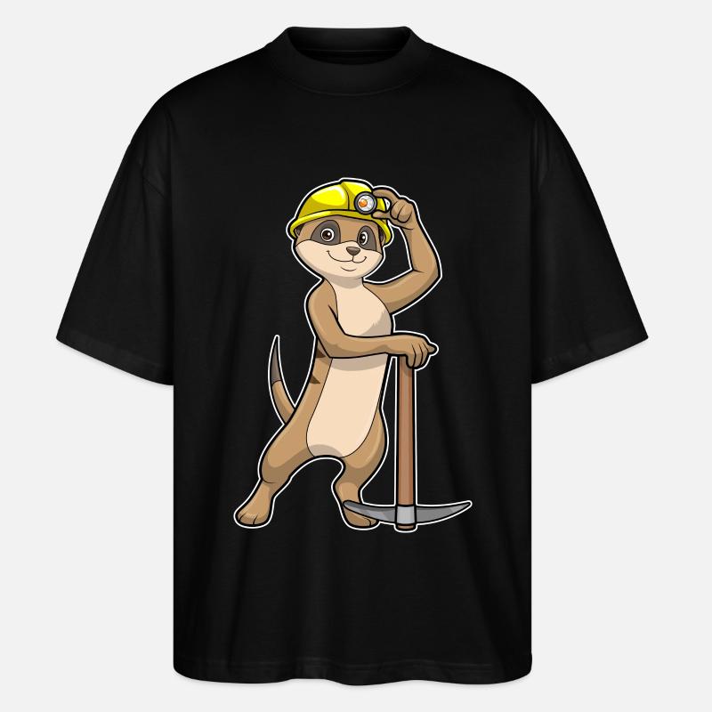 Suricate comme mineur avec pioche - T-shirt bio Blaster 2.0 coupe oversize Stanley/Stella Unisexe - noir