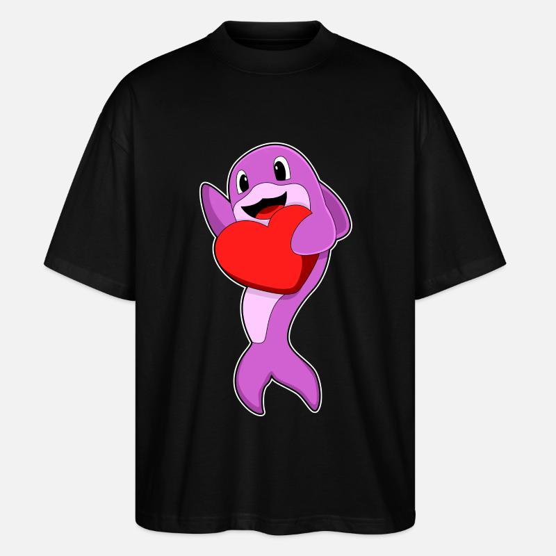 Delfin Herz - Stanley/Stella Oversized Unisex Bio T-Shirt Blaster 2.0 - Schwarz