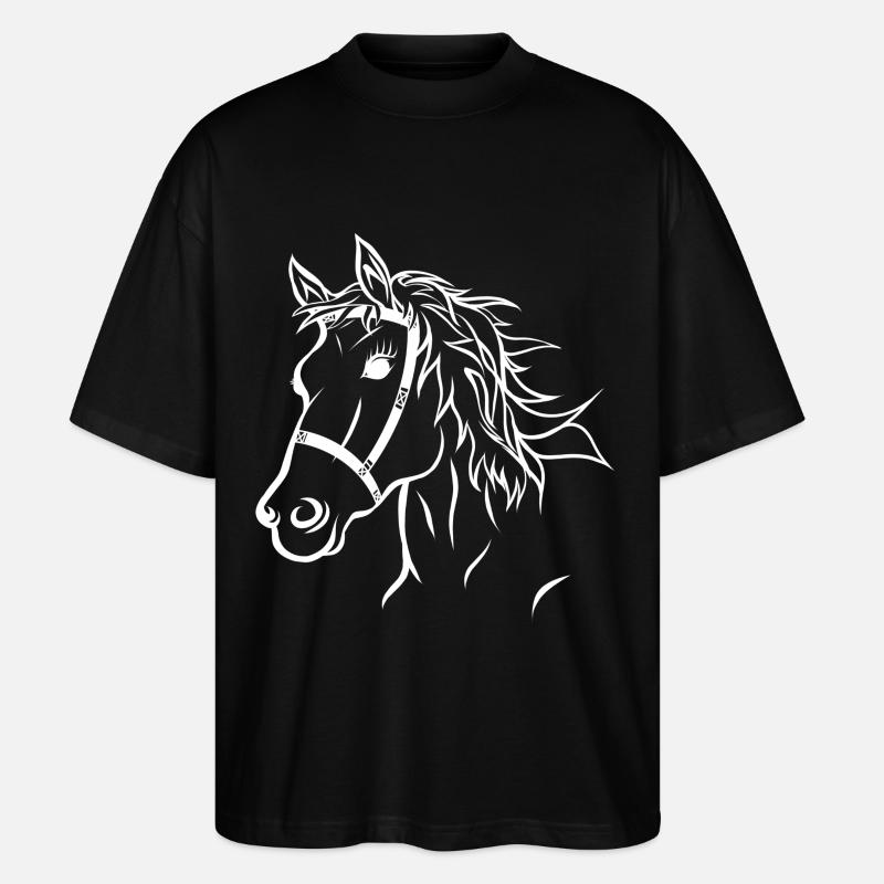 Tête de cheval illustration cheval - T-shirt bio Blaster 2.0 coupe oversize Stanley/Stella Unisexe - noir