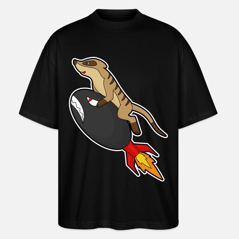 Erdmännchen Rakete - Stanley/Stella Oversized Unisex Bio T-Shirt Blaster 2.0 - Schwarz