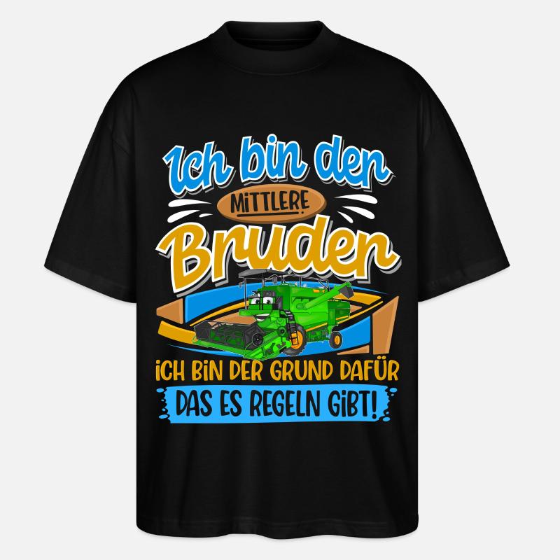 Mähdrescher Mittlerer Bruder - Stanley/Stella Oversized Unisex Bio T-Shirt Blaster 2.0 - Schwarz