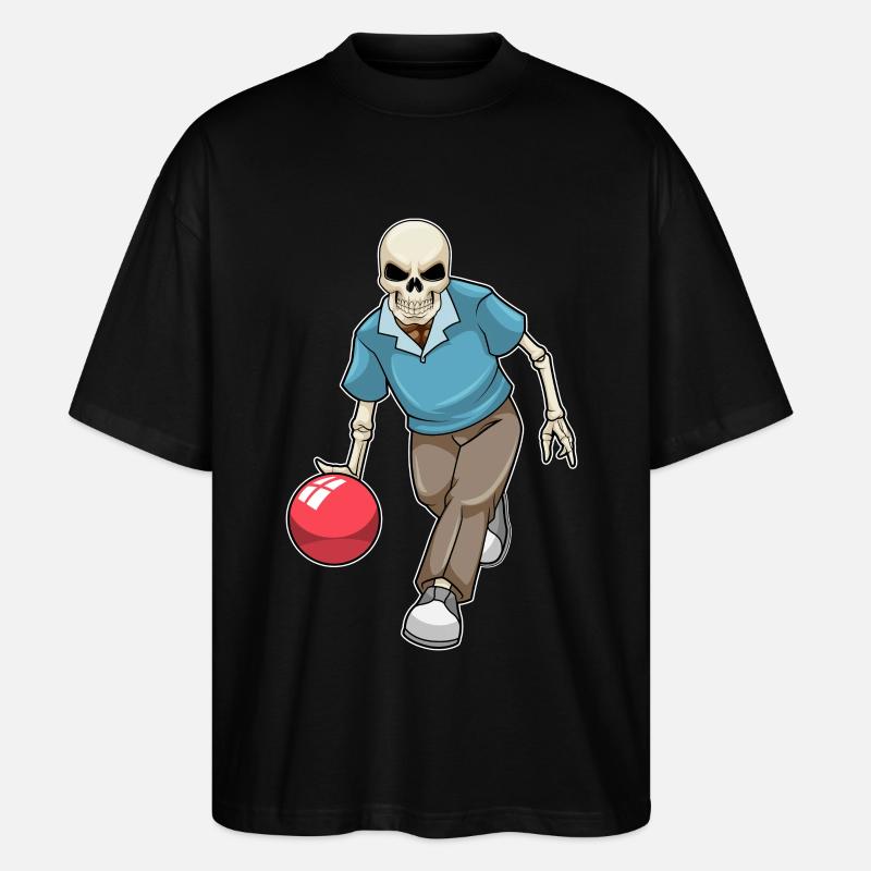Boule de bowling squelette - T-shirt bio Blaster 2.0 coupe oversize Stanley/Stella Unisexe - noir