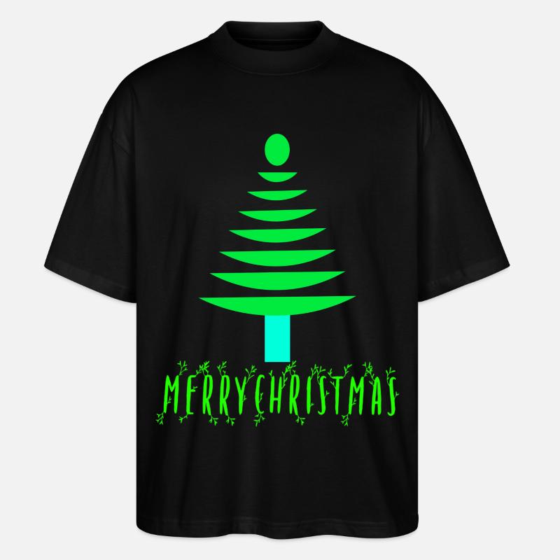 Neon Pine Christmas Tree - Stanley/Stella Oversized Unisex Organic T-shirt Blaster 2.0 - black