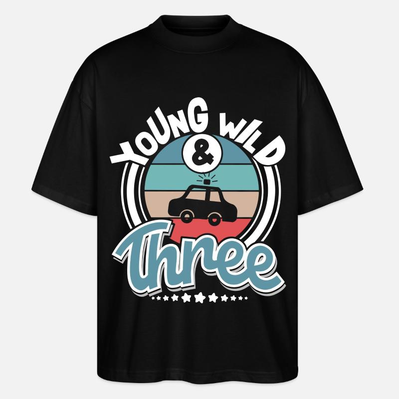 Polizeiauto 3 Jahre Kinder Polizei - Stanley/Stella Oversized Unisex Bio T-Shirt Blaster 2.0 - Schwarz