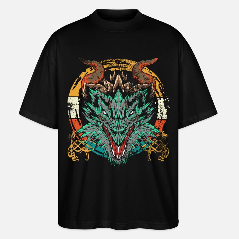 Drache, Drachen, asiatischer Drache - Stanley/Stella Oversized Unisex Bio T-Shirt Blaster 2.0 - Schwarz