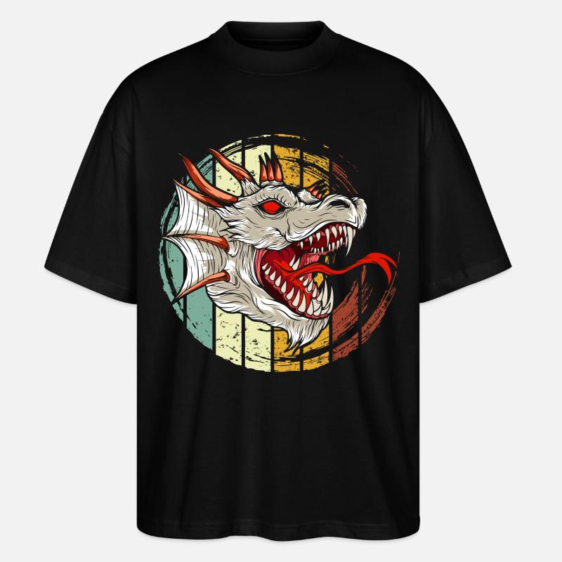 Drache, Drachen, asiatischer Drache - Stanley/Stella Oversized Unisex Bio T-Shirt Blaster 2.0 - Schwarz