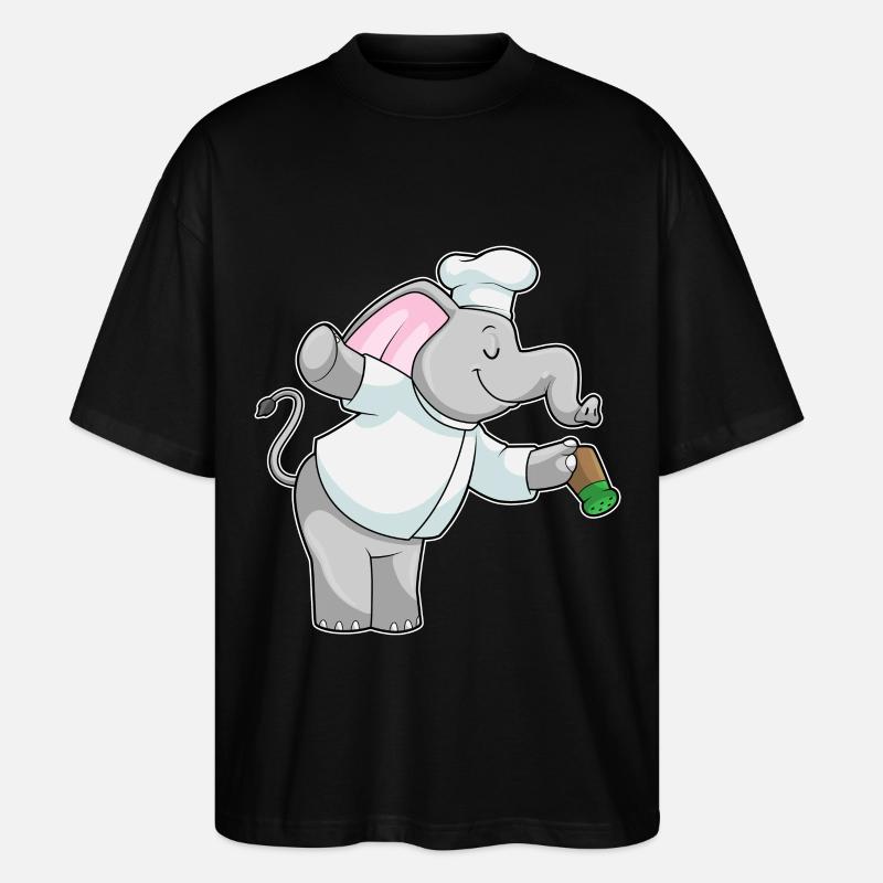 Éléphant comme cuisinier avec salière - T-shirt bio Blaster 2.0 coupe oversize Stanley/Stella Unisexe - noir