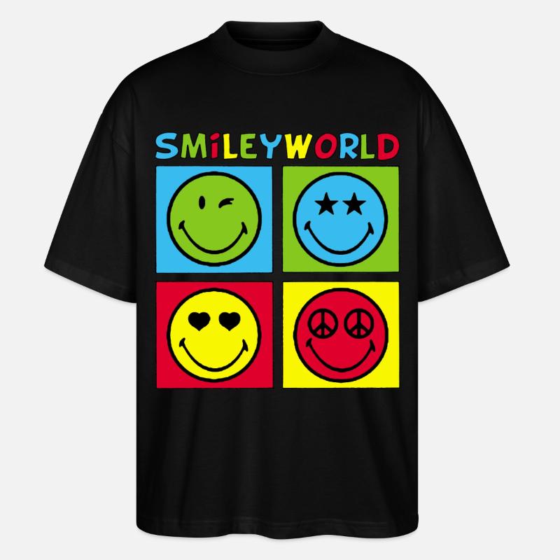 Smileys und vierfarbig - Stanley/Stella Oversized Unisex Bio T-Shirt Blaster 2.0 - Schwarz