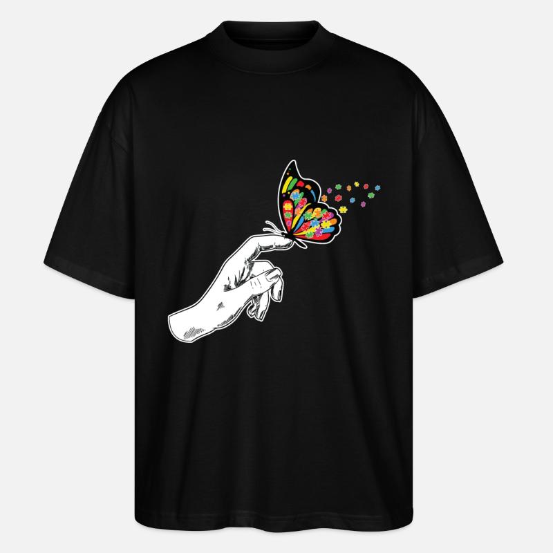 Schmetterling Autismus Bewusstsein - Stanley/Stella Oversized Unisex Bio T-Shirt Blaster 2.0 - Schwarz