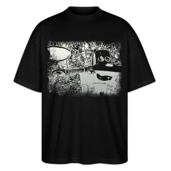 Simson Schwalbe KR51 - Stanley/Stella Oversized Unisex Bio T-Shirt Blaster 2.0 - Schwarz - Vorne - Alina (178cm) & Michal (187cm)