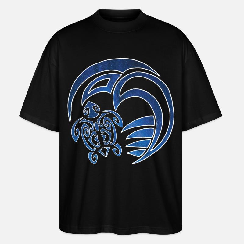 Turtle, ocean and starry sky - Stanley/Stella Oversized Unisex Organic T-shirt Blaster 2.0 - black