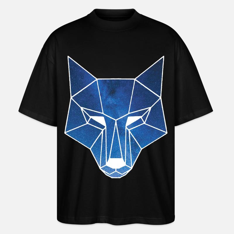 Weißer Wolf und Sternenhimmel - Stanley/Stella Oversized Unisex Bio T-Shirt Blaster 2.0 - Schwarz