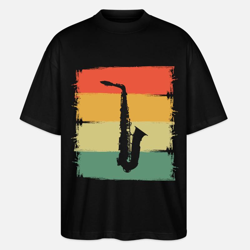 Saxophon - Stanley/Stella Oversized Unisex Bio T-Shirt Blaster 2.0 - Schwarz
