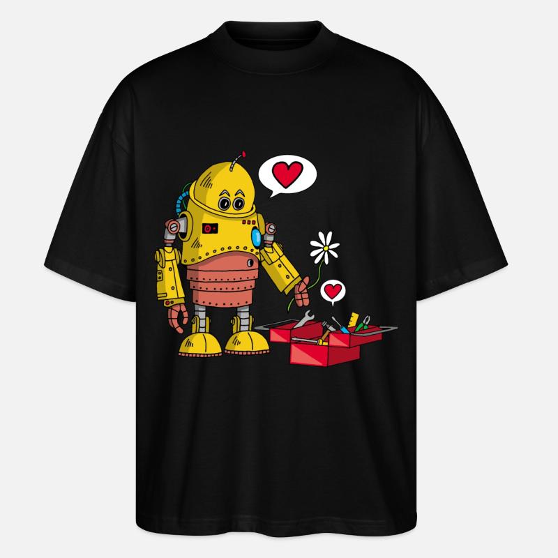 Verliebter Roboter - Stanley/Stella Oversized Unisex Bio T-Shirt Blaster 2.0 - Schwarz