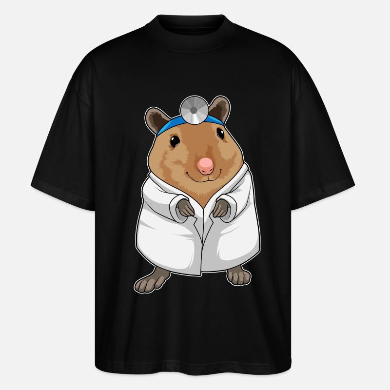 Ratte als Arzt mit Arztkittel - Stanley/Stella Oversized Unisex Bio T-Shirt Blaster 2.0 - Schwarz
