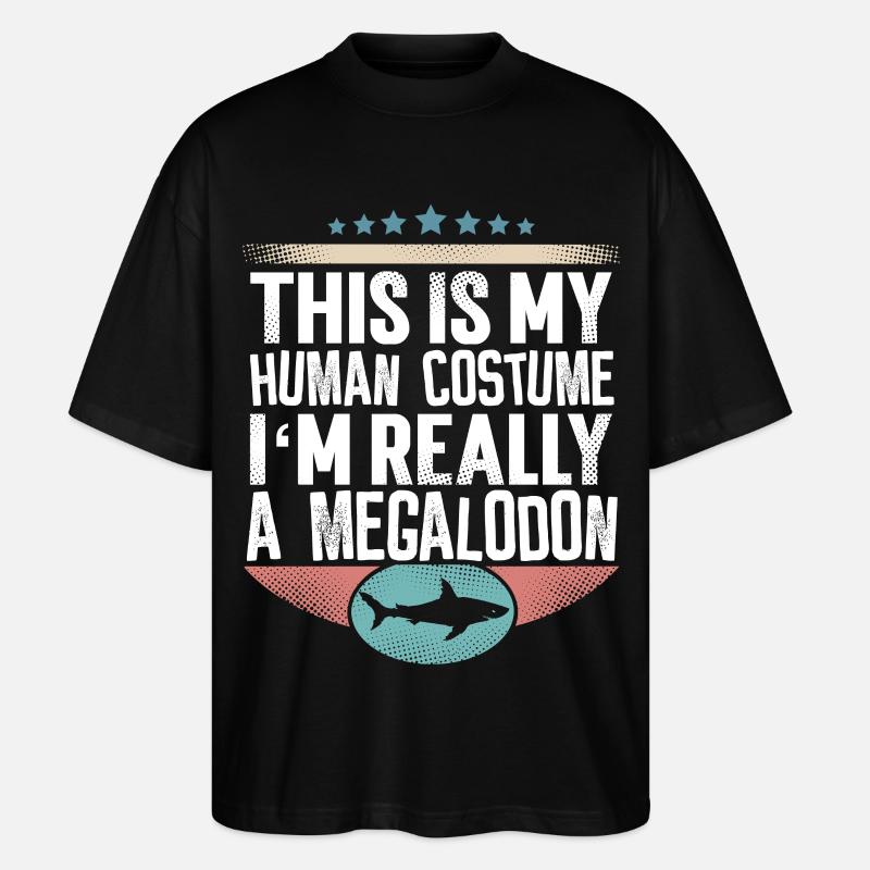 Requin géant mégalodon - T-shirt bio Blaster 2.0 coupe oversize Stanley/Stella Unisexe - noir