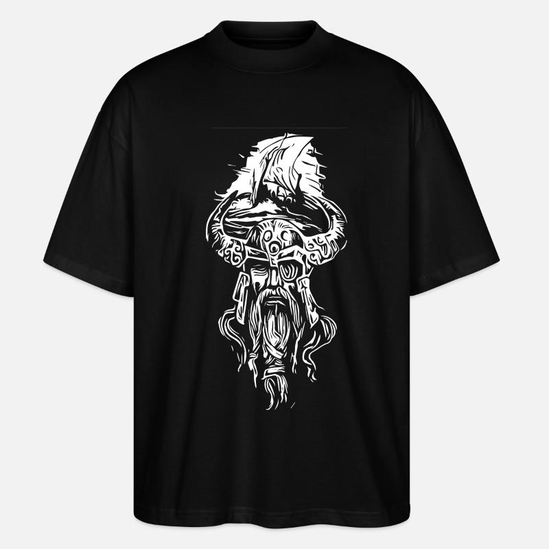Wikinger mit Segelschiff - Stanley/Stella Oversized Unisex Bio T-Shirt Blaster 2.0 - Schwarz