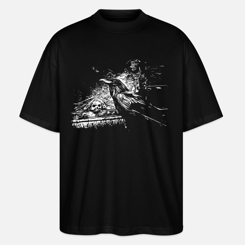 Rabe mit Totenkopf - Stanley/Stella Oversized Unisex Bio T-Shirt Blaster 2.0 - Schwarz