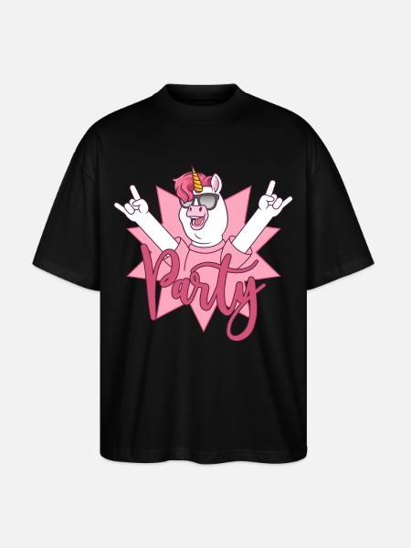 Party Einhorn  - Stanley/Stella Oversized Unisex Bio T-Shirt Blaster 2.0 - Schwarz