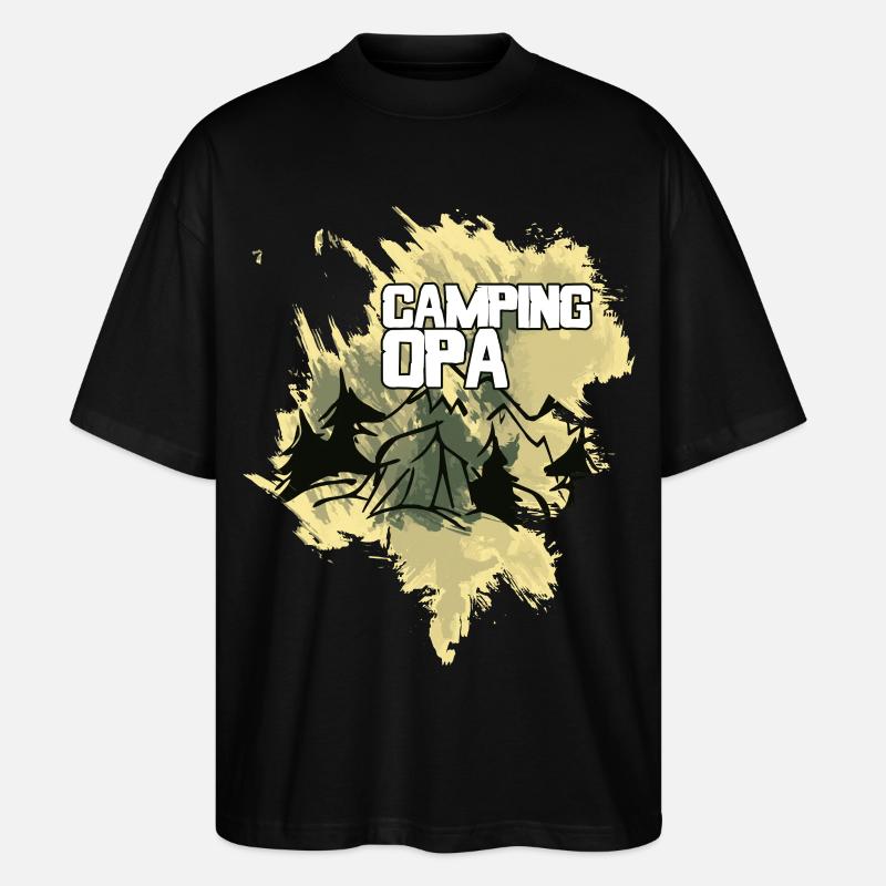 Camping Opa Zelt Wald Berge - Stanley/Stella Oversized Unisex Bio T-Shirt Blaster 2.0 - Schwarz