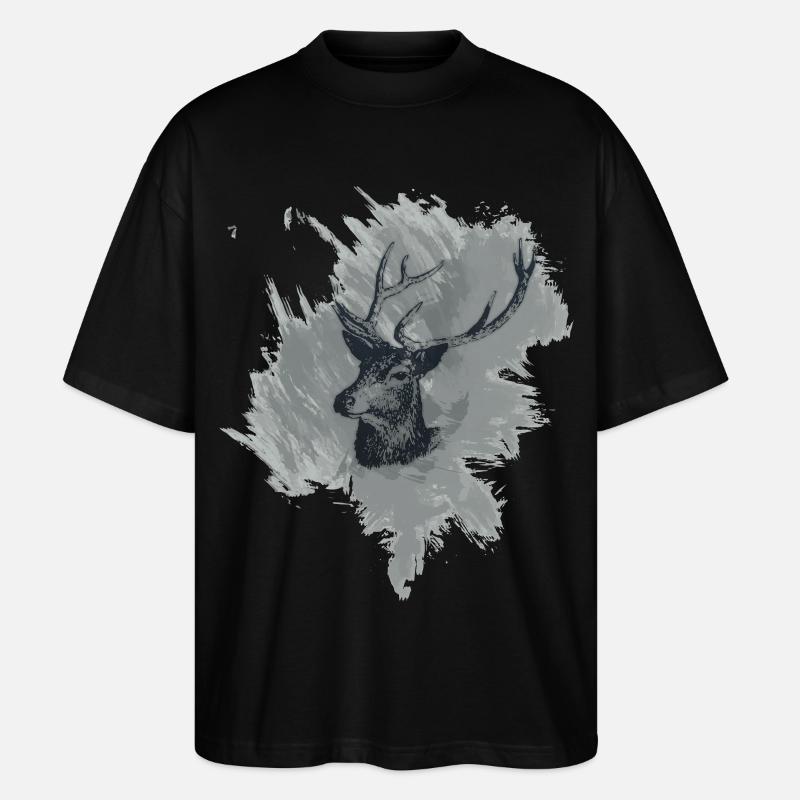 Hirschkopf - Prachtexemplar - Stanley/Stella Oversized Unisex Bio T-Shirt Blaster 2.0 - Schwarz