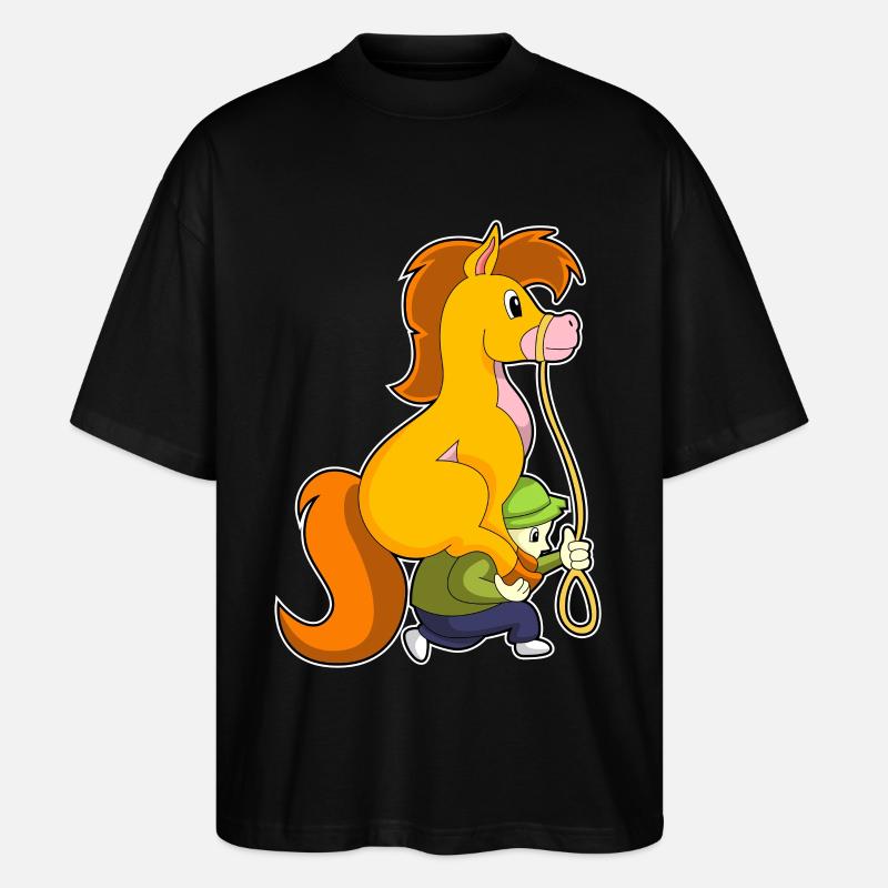 Cheval avec garçon - T-shirt bio Blaster 2.0 coupe oversize Stanley/Stella Unisexe - noir