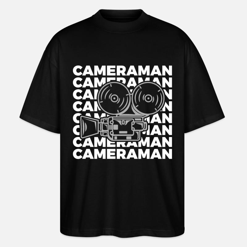 Oldschool Kameramann - Stanley/Stella Oversized Unisex Bio T-Shirt Blaster 2.0 - Schwarz