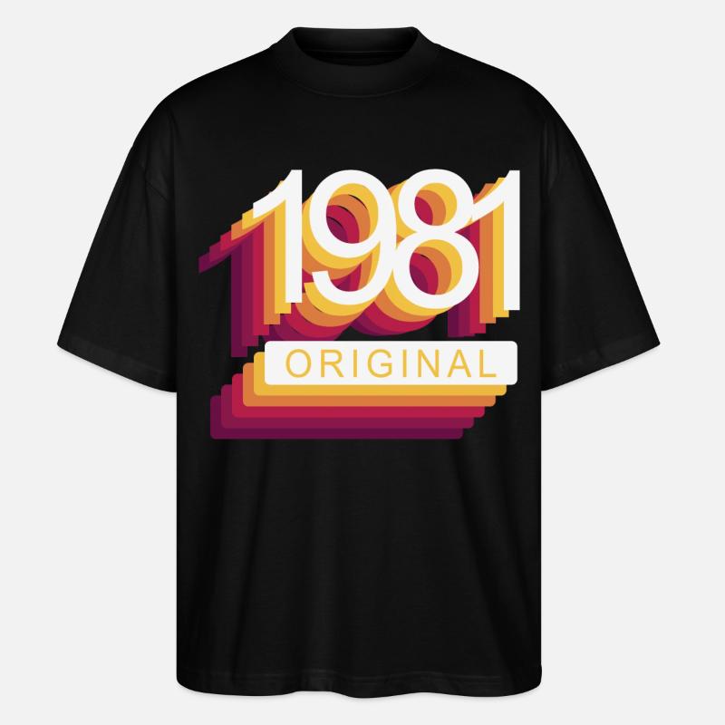 Geboren 1981 - Stanley/Stella Oversized Unisex Bio T-Shirt Blaster 2.0 - Schwarz