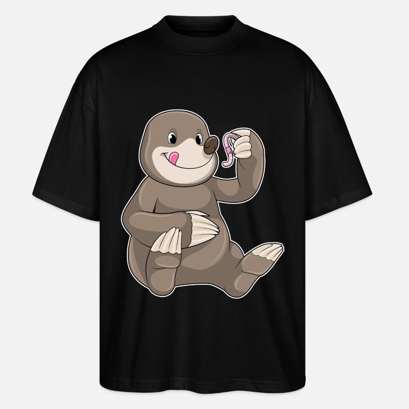 Mole Earthworm - Stanley/Stella Oversized Unisex Organic T-shirt Blaster 2.0 - black