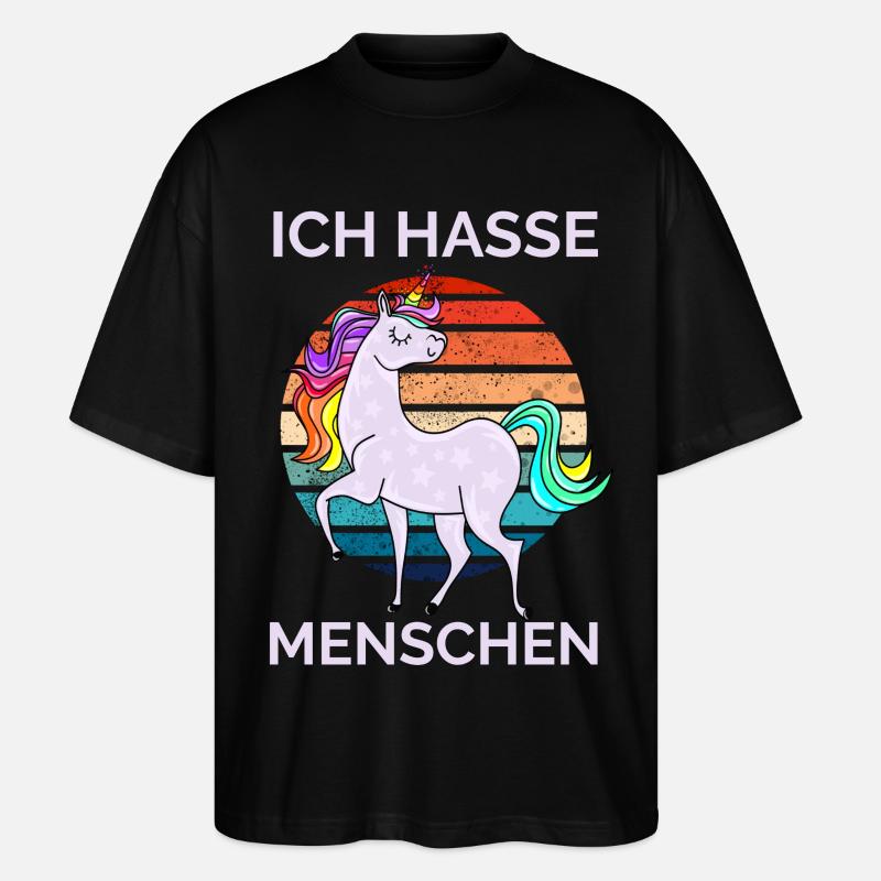 Ich hasse Menschen Einhorn Retro - Stanley/Stella Oversized Unisex Bio T-Shirt Blaster 2.0 - Schwarz