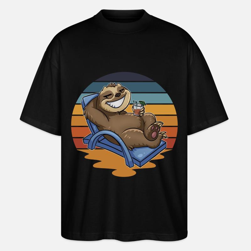 Faultier Urlauber Urlaub - Stanley/Stella Oversized Unisex Bio T-Shirt Blaster 2.0 - Schwarz