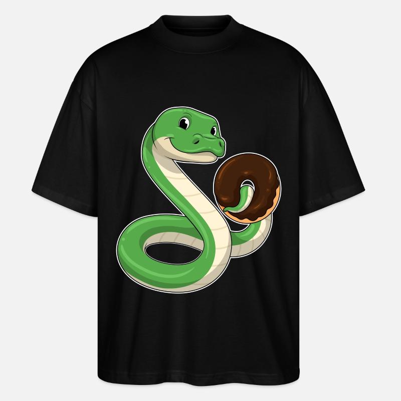 Serpent avec beignet - T-shirt bio Blaster 2.0 coupe oversize Stanley/Stella Unisexe - noir