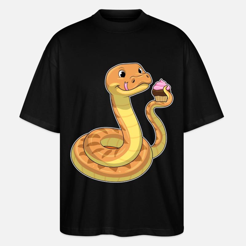 Schlange mit Muffin - Stanley/Stella Oversized Unisex Bio T-Shirt Blaster 2.0 - Schwarz